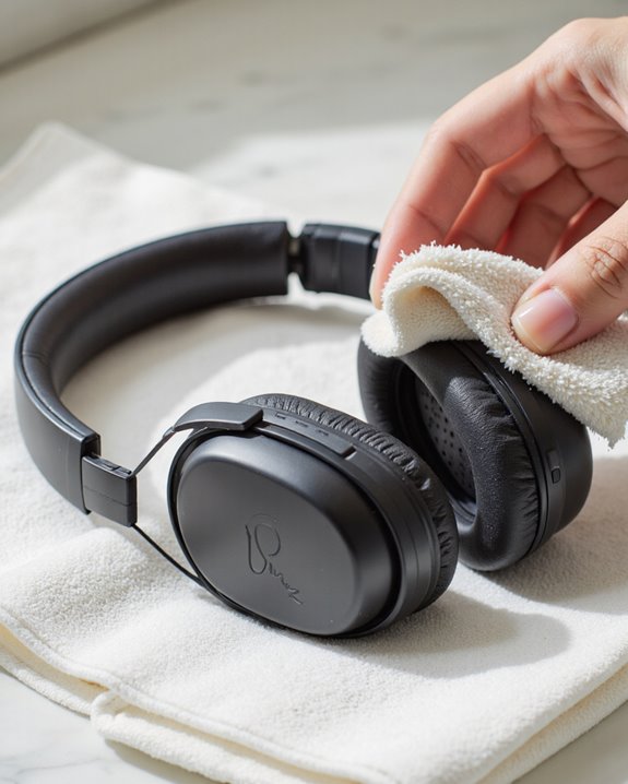 systematic cleaning of headphones